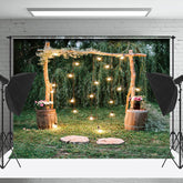 Lofaris Green Outdoor Lawn Lights Wood Stand Wedding Backdrop